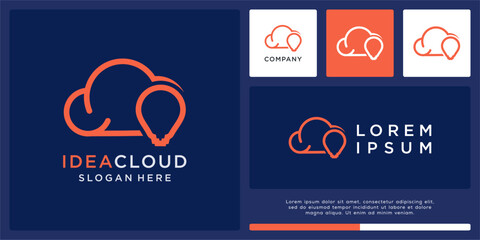 Naklejka premium Idea cloud logo design with bulb