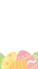 Fototapeta premium Cute pastel Easter eggs seamless pattern border, vertical background. Flat design illustration.