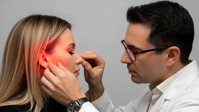 Ear examination by a medical professional