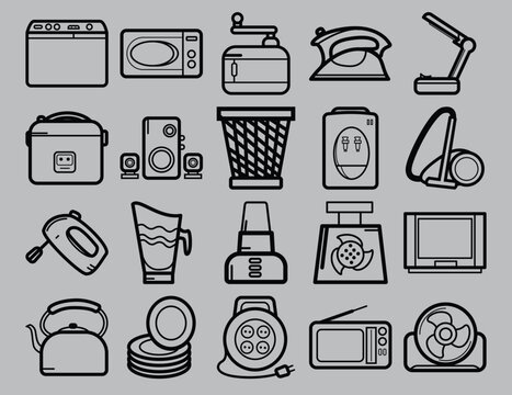 home appliances icon set