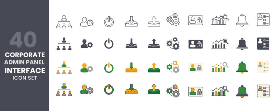 Icon set for corporate admin panel interface