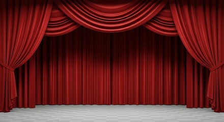 Fototapeta premium Theater Stage with Red Velvet Curtains.