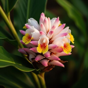 Shell Ginger Flower - A Close-Up of Alpinia zerumbet Bloom.