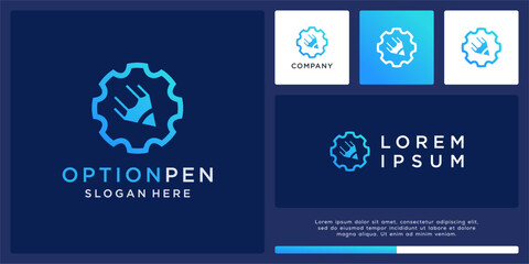 Obraz premium Option pen logo design with gear