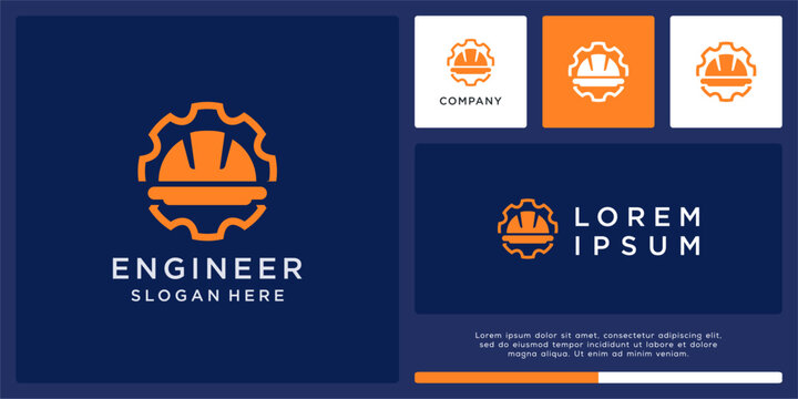 Engineer logo design with helmet and gear