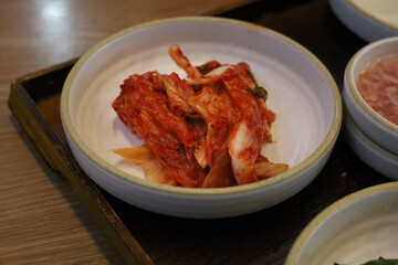 Traditional Korean kimchi served as fermented vegetable side dish