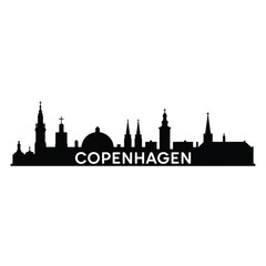Obraz premium Black silhouette of copenhagen skyline with the city s name displayed