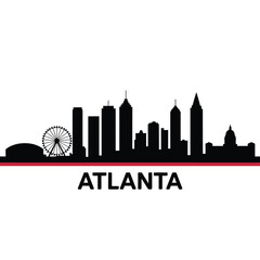 Fototapeta premium Atlanta skyline silhouette with ferris wheel and city name below
