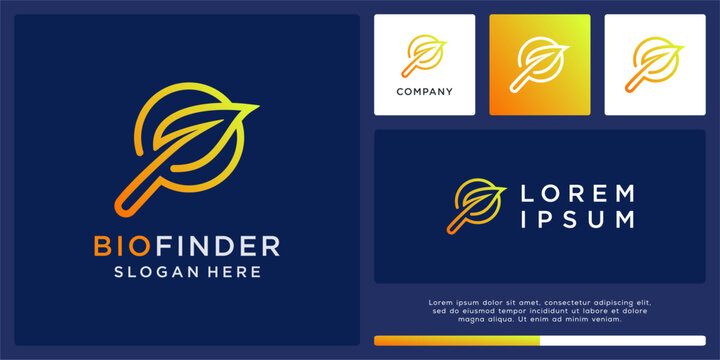 Bio finder logo design template with magnifying