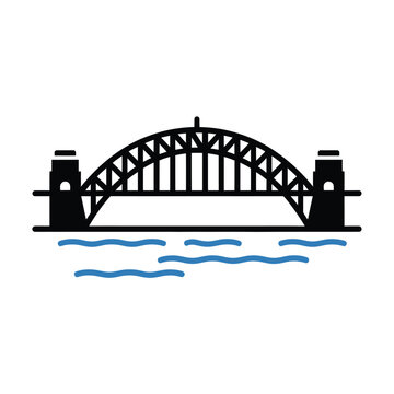 Stylized illustration of the sydney harbour bridge with water below