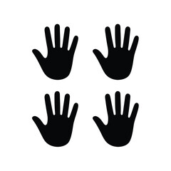 Obraz premium Four black silhouettes of open human hands arranged in a square