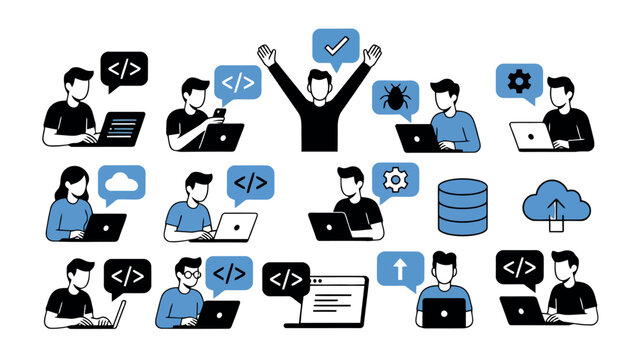 Set of 20 programming and coding icons vector