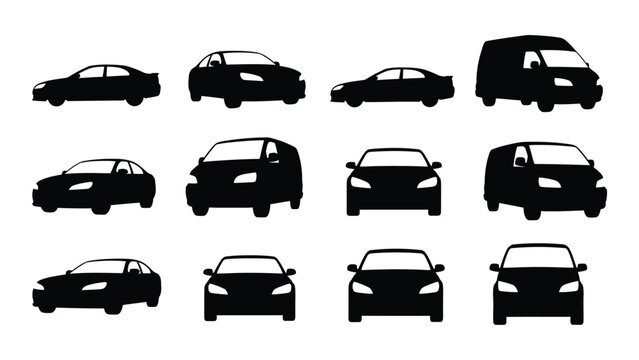 Black silhouettes of various cars