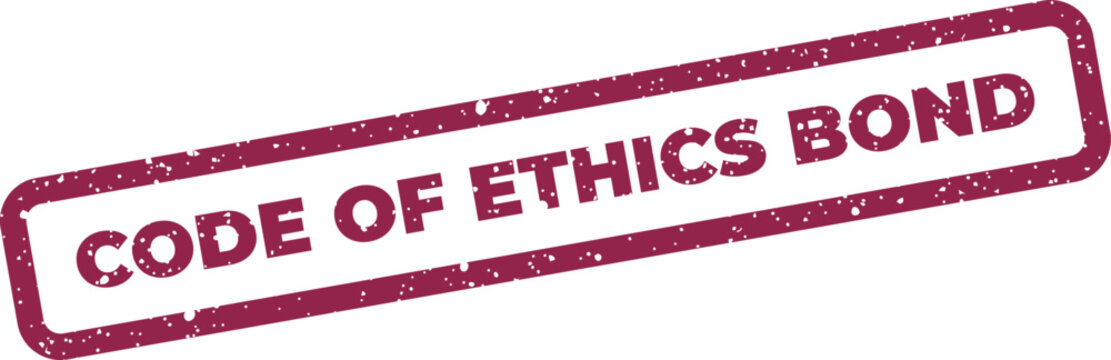 Official looking rubber stamp impression featuring CODE OF ETHICS BOND, perfect for contractual and financial declarations