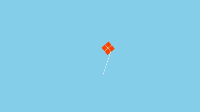Simple Orange Kite Flying High in a Clear Pale Blue Sky Animation