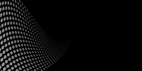 Abstract black background with 3D wavy halftone dots pattern and elegant minimalist design © rayyanka
