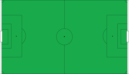 Soccer Field Top View Diagram with Marked Football Pitch Layout © WRSakib