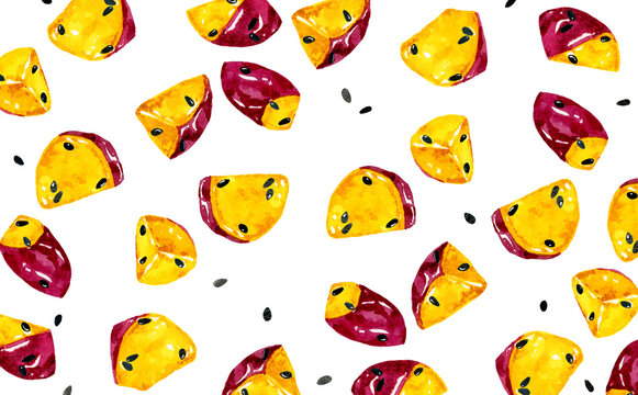 大学芋の手描き水彩イラスト背景素材