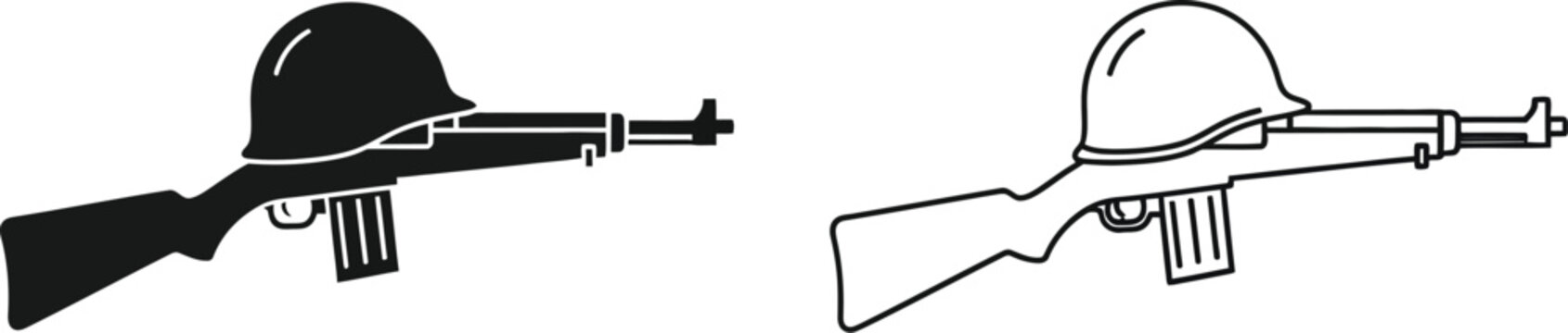 Rifle and machine gun silhouettes Vector