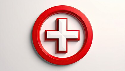 Obraz premium Red ring surrounds a white plus symbol