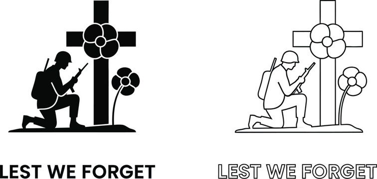 Remembrance day cross lest we forget Vector