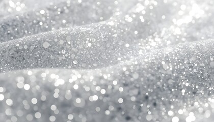 A close-up view of sparkling white glitter with a blurred background