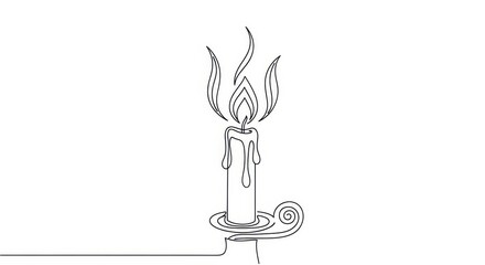 Obraz premium Single Line Art - A Minimalist Candlelight Still Life.