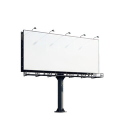 Obraz premium A large, blank, white billboard stands tall against a black background, with lights
