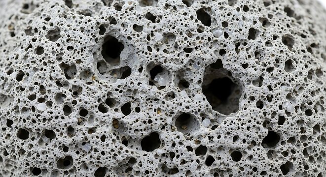 Detailed macro texture of natural grey volcanic pumice stone with porous surface for skincare and architectural material
