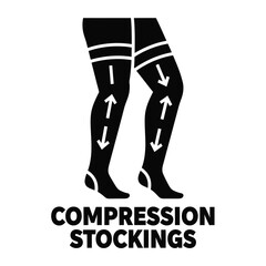 Obraz premium A graphic depiction showcases a pair of legs wearing compression stockings with arrows indicating graduated pressure application high quality professional detailed modern elegant stylish