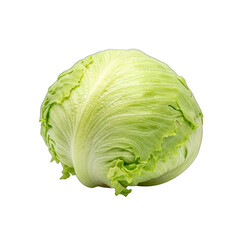 Fototapeta premium Fresh, crisp iceberg lettuce head isolated on a black background, perfect for culinary use