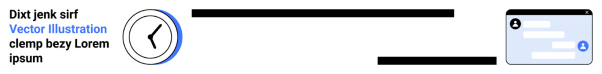 Fototapeta premium Time management, online forms, productivity tools, business organization, deadline tracking, digital interfaces. Minimalist clock, form interface and placeholder text. Time management and online