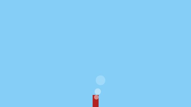 Minimal Red Column Emitting White Bubbles on Blue Background
