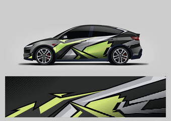 Obraz premium modern green shape background for sport car livery wrap design, vehicle wrap sticker and decal