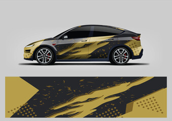 Fototapeta premium Abstract gold background for sport car livery wrap design, vehicle wrap sticker and decal