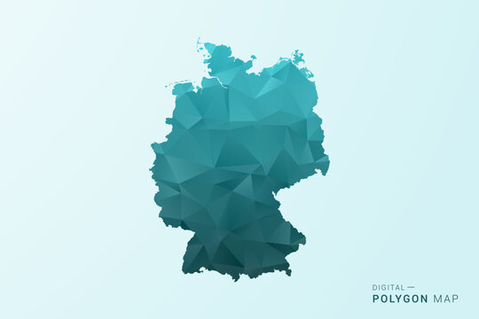 Germany Map - Polygon style vector illustration in teal blue-green low poly geometric design, modern minimal silhouette.