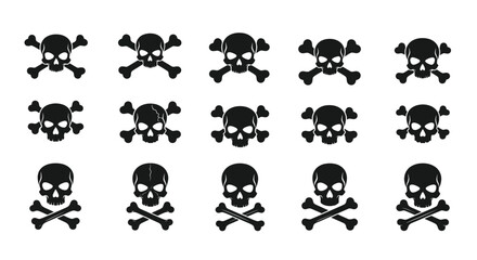 Fototapeta premium Arrangement of black skull and crossbones icons a dramatic silhouette
