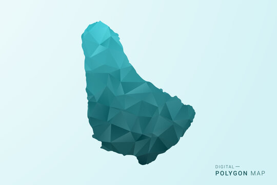 Barbados Map - Polygon style vector illustration in teal blue-green low poly geometric design, modern minimal silhouette.