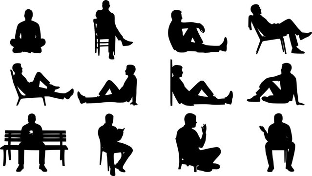 Sitting Man Vector Silhouettes
