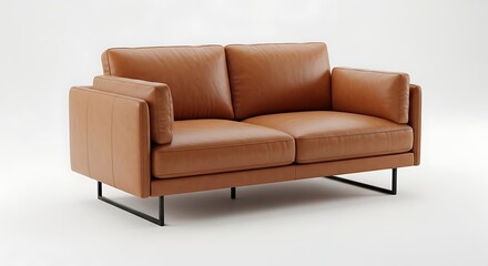 Fototapeta premium Brown leather modern sofa furniture.