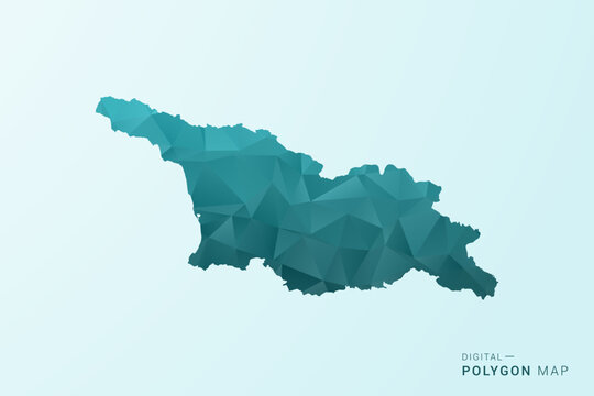 Georgia Map - Polygon style vector illustration in teal blue-green low poly geometric design, modern minimal silhouette.