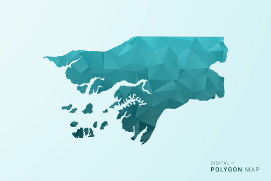 Guinea-Bissau Map - Polygon style vector illustration in teal blue-green low poly geometric design, modern minimal silhouette.
