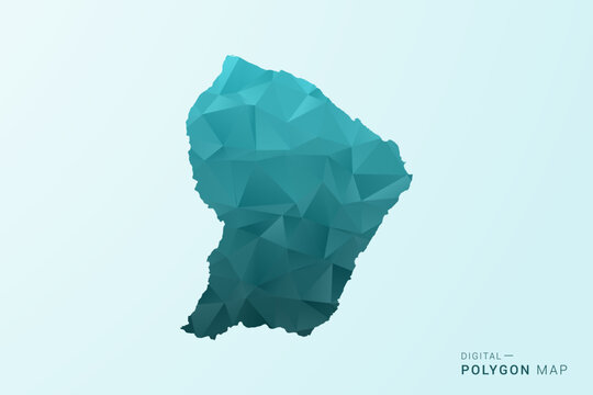 French Guiana Map - Polygon style vector illustration in teal blue-green low poly geometric design, modern minimal silhouette.
