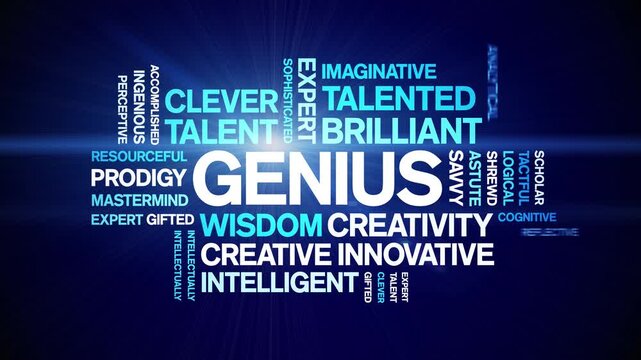 Genius animated word cloud-text design animation tag kinetic typography seamless loop.