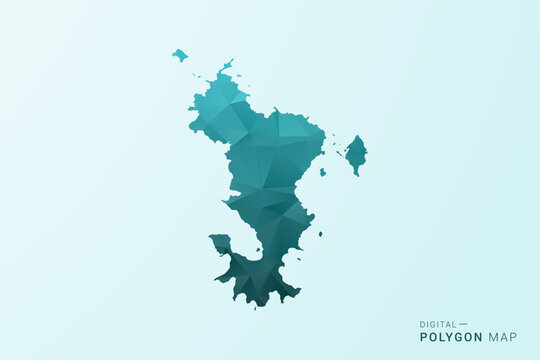 Mayotte Map - Polygon style vector illustration in teal blue-green low poly geometric design, modern minimal silhouette.