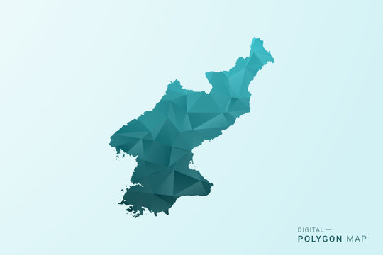 North Korea Map - Polygon style vector illustration in teal blue-green low poly geometric design, modern minimal silhouette.
