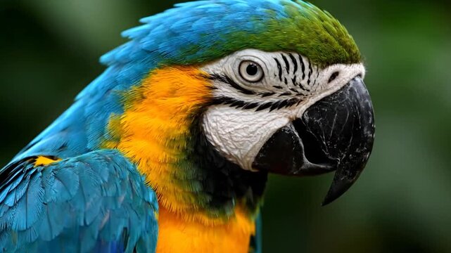 Colorful parrot head profile.