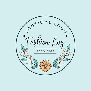 A circular logo design features floral elements and the text fashion log and toco tege
