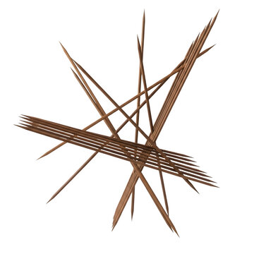 Scattered wooden toothpicks and bamboo skewers isolated on white background Transparent Background