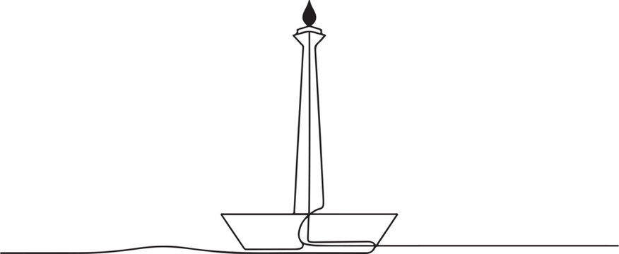 Monumen Nasional (MONAS) Indonesian monument landmark in Jakarta. one line art icon drawing vector